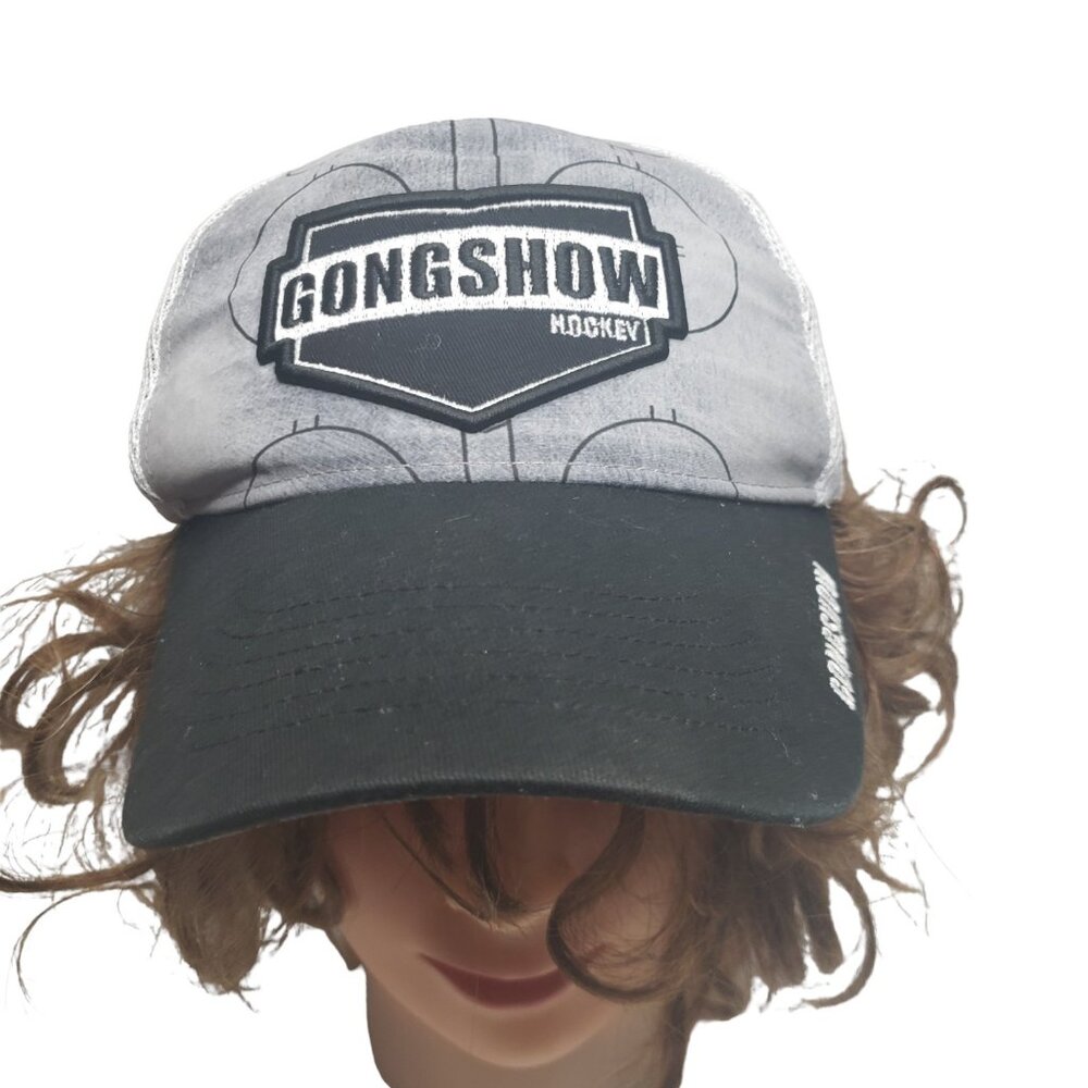 Gongshow Hockey Adjustable Adult Mesh Hat Back Snipe and Celly Ice Rink Graphic